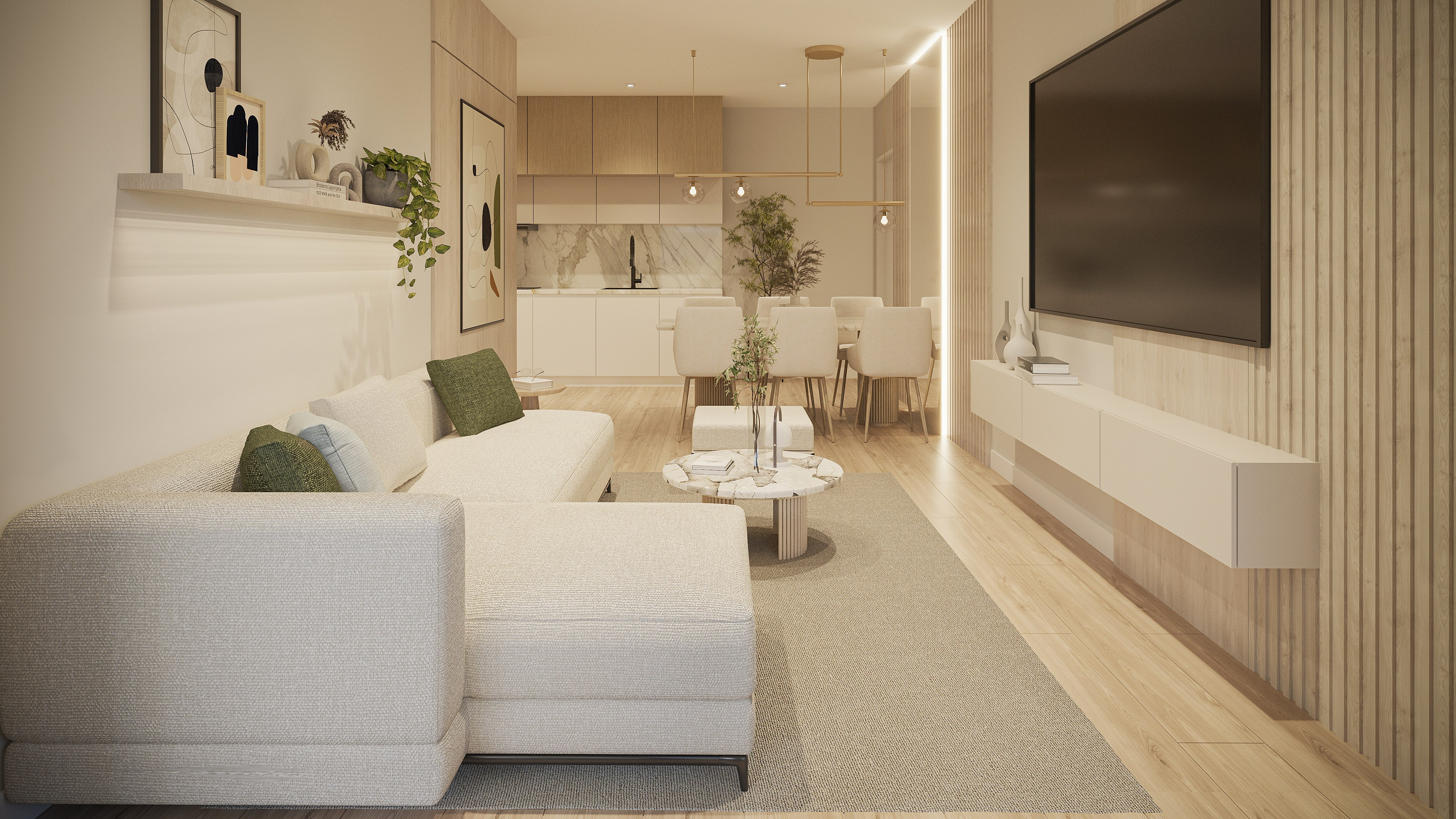 Salon-cocina práctico y funcional